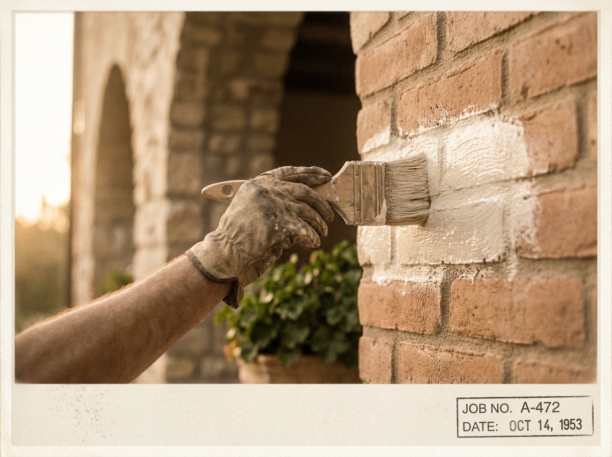 Exterior brick limewash before and after on a Ballarat house